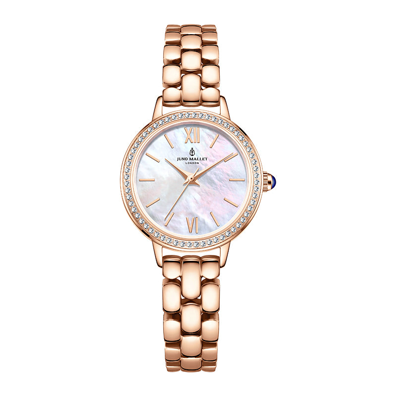 玫瑰金美人魚珍珠手錶和她的第二個手錶錶盤
