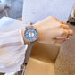 水晶活潑小盒手錶|銀色極簡主義手錶與 DIY 魅力 |漂浮的珍珠