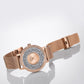 Crystal Lively Locket Watch | Rose Gold Minimalist Watch with Artistic Charm | the Silver Hand Carved Flower
