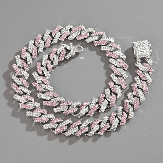 HIP ICE · PINK CRYSTAL NECKLACE TENNIS CHAIN