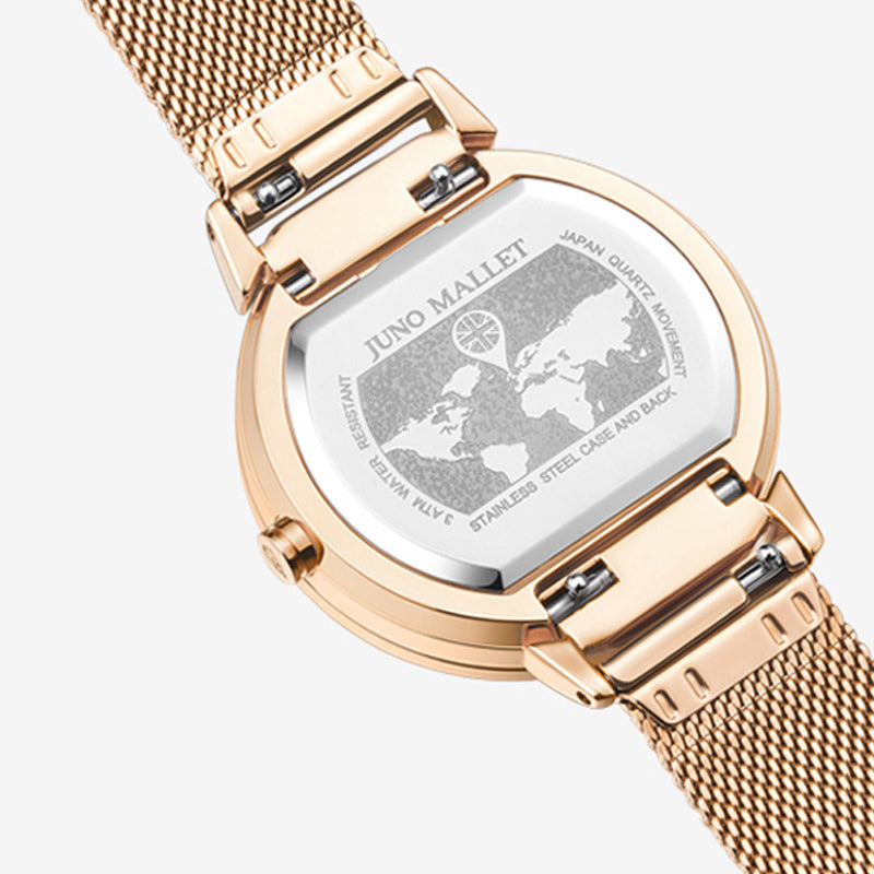ZAHHADID Women 36mm Gold Tone Minimalist Bracelet Watch with Changeable Bezels