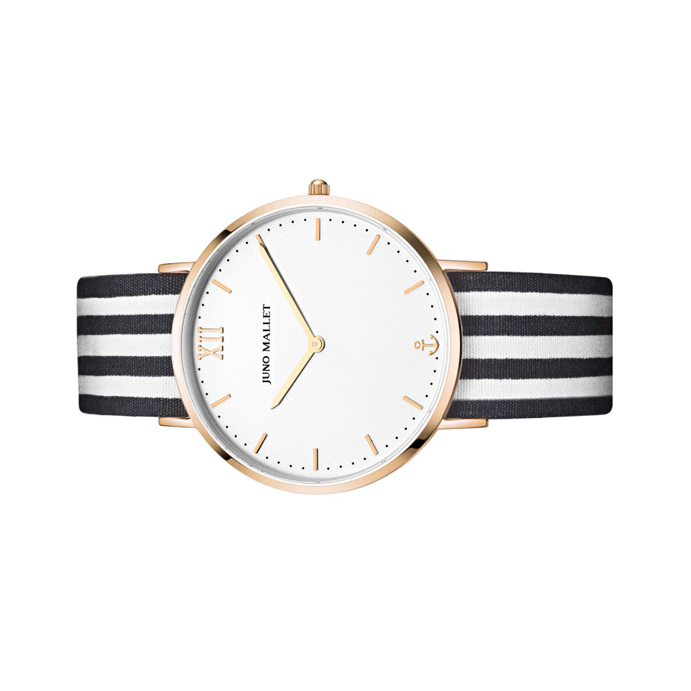 Liberty Girl / Pure White / 36mm / Stripe / Cotton Strap / Bracelet Watch
