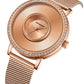 Crystal Lively Locket Watch | Ladies 38mm Minimalist Watch in Rose Gold with Secret Locket to Store Charms